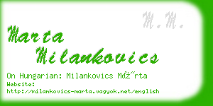 marta milankovics business card